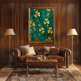 Golden Clovers Luxury Art Print Abstract or Artistic Poster