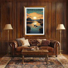 Everglades Sunset Poster Travel Wall Art Print