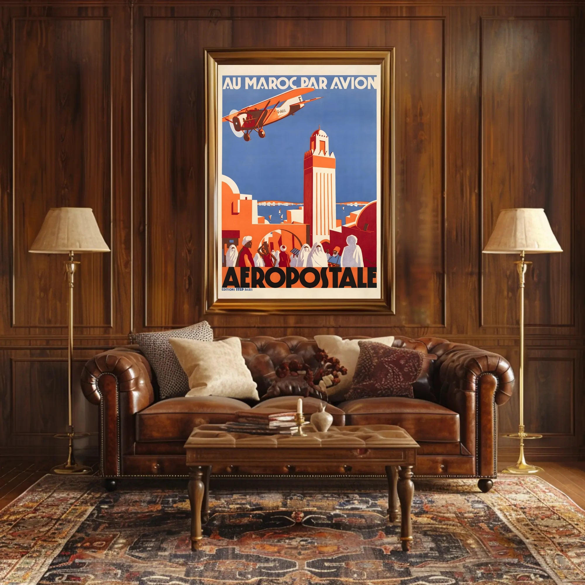 Vintage Moroccan Air Travel Promotion Travel Poster