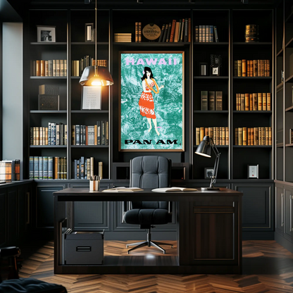 Hawaii Hula Girl Pan Am Vintage Travel Poster