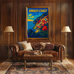 Amalfi Coast Poster Wall Art 18x24 Coastal Landscape