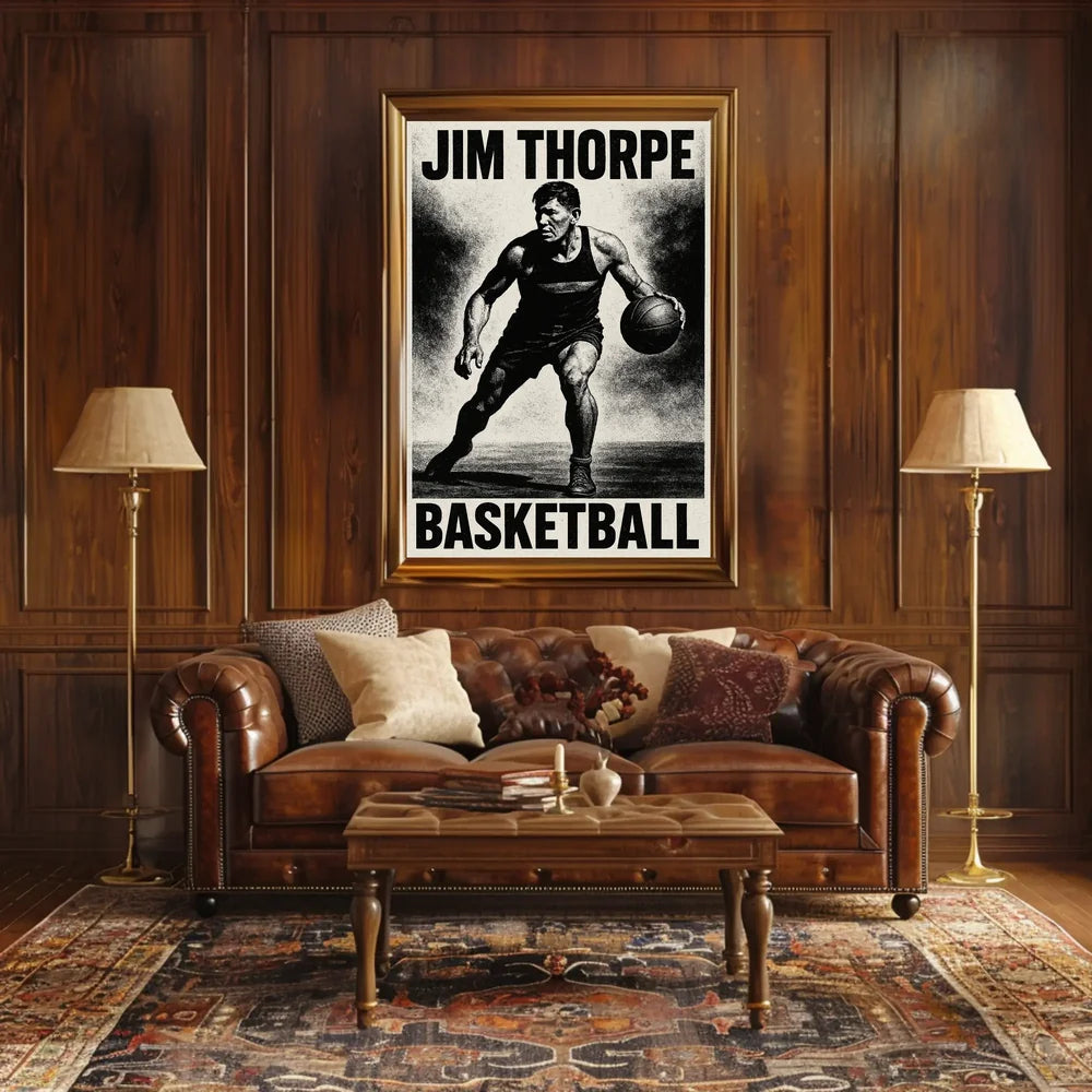 Dynamic Basketball Action Stylized Art Poster