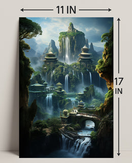 Enchanted Waterfall City Poster