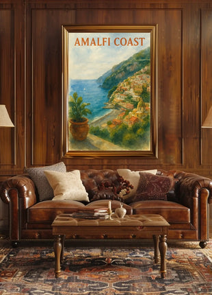Amalfi Coast Poster Wall Art 18x24 Inches Seaside Decor