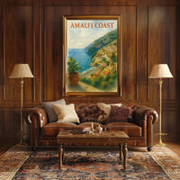 Amalfi Coast Poster Wall Art 18x24 Inches Seaside Decor