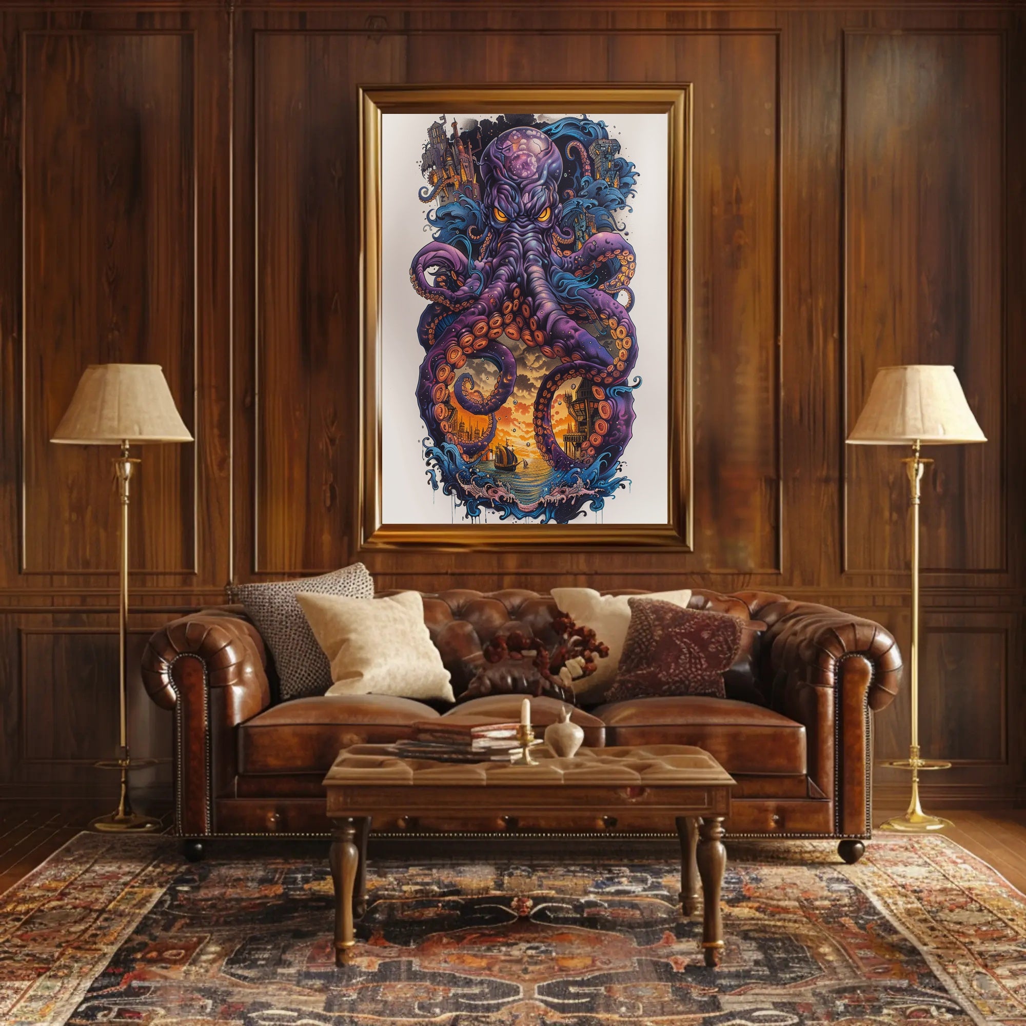 The Enigmatic Kraken Art Print Poster for Home Decor and Wall Art PosterGoat
