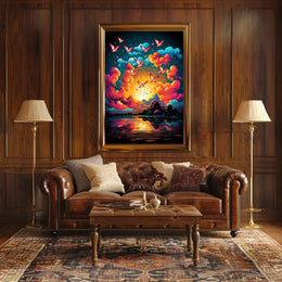 Flight of Freedom: Birds at Sunset Art Poster