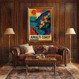 Amalfi Coast Vibrant Seaside Art Poster For Home Decor