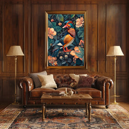 Vibrant Mandarin Duck William Morris Art Poster