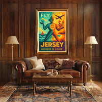 Jersey Adventure Awaits in Vibrant Travel Poster PosterGoat
