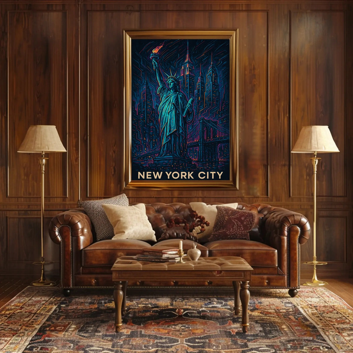 New York City Neon Art Poster Modern City Skyline Wall Art