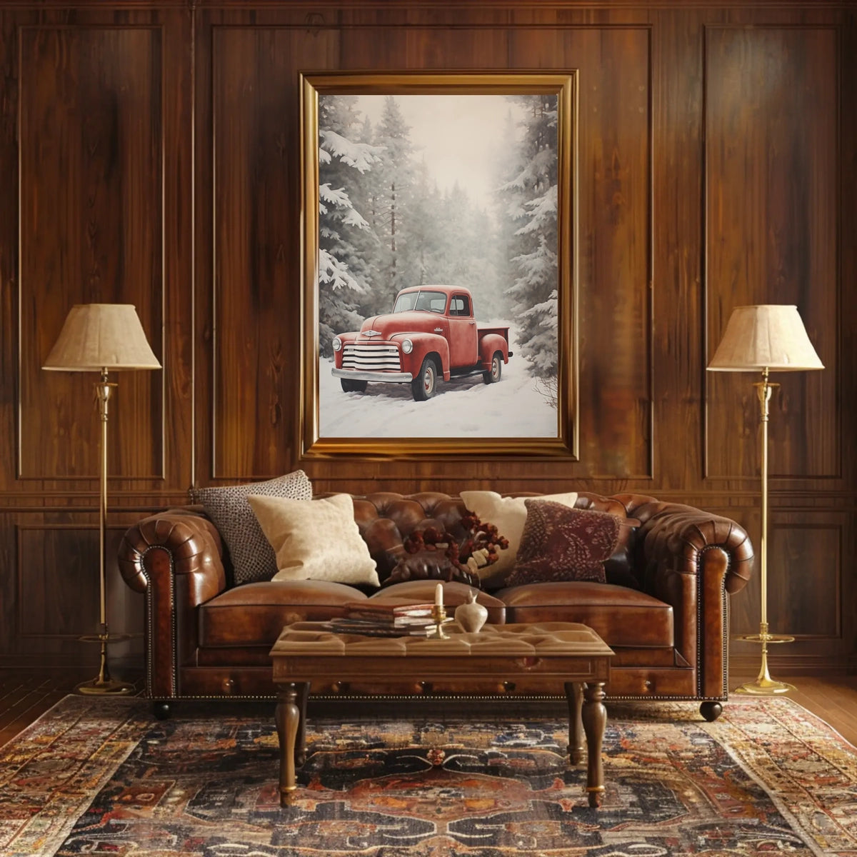 Vintage Winter Truck Vintage Poster