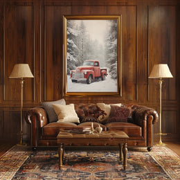 Vintage Winter Truck Vintage Poster