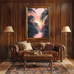 Tropical Rainfall at Sunset Art Print Poster for Home Decor PosterGoat