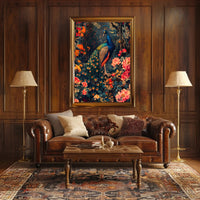 Vibrant Peacock In Bloom William Morris Art Poster