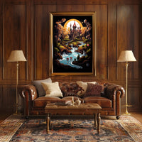 Enchanted Castle in Dreamlike Landscape Fantasy or Mythology Poster