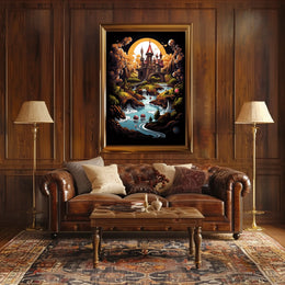 Enchanted Castle in Dreamlike Landscape Fantasy or Mythology Poster