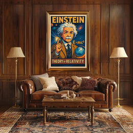 Einstein Relativity Scenic Vintage Curious Poster