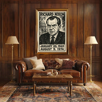 Richard Nixon 37th President of the United States B & W Comic Sketch Poster