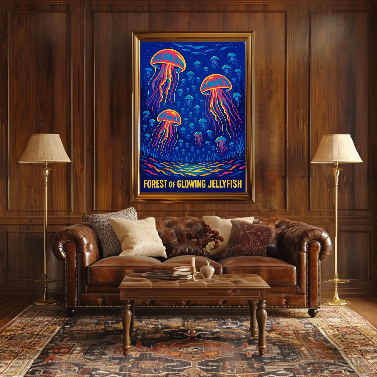 Forest of Glowing Jellyfish Poster