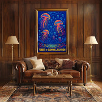 Forest of Glowing Jellyfish Poster
