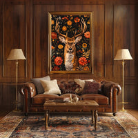 Majestic Deer Floral Wonderland Poster