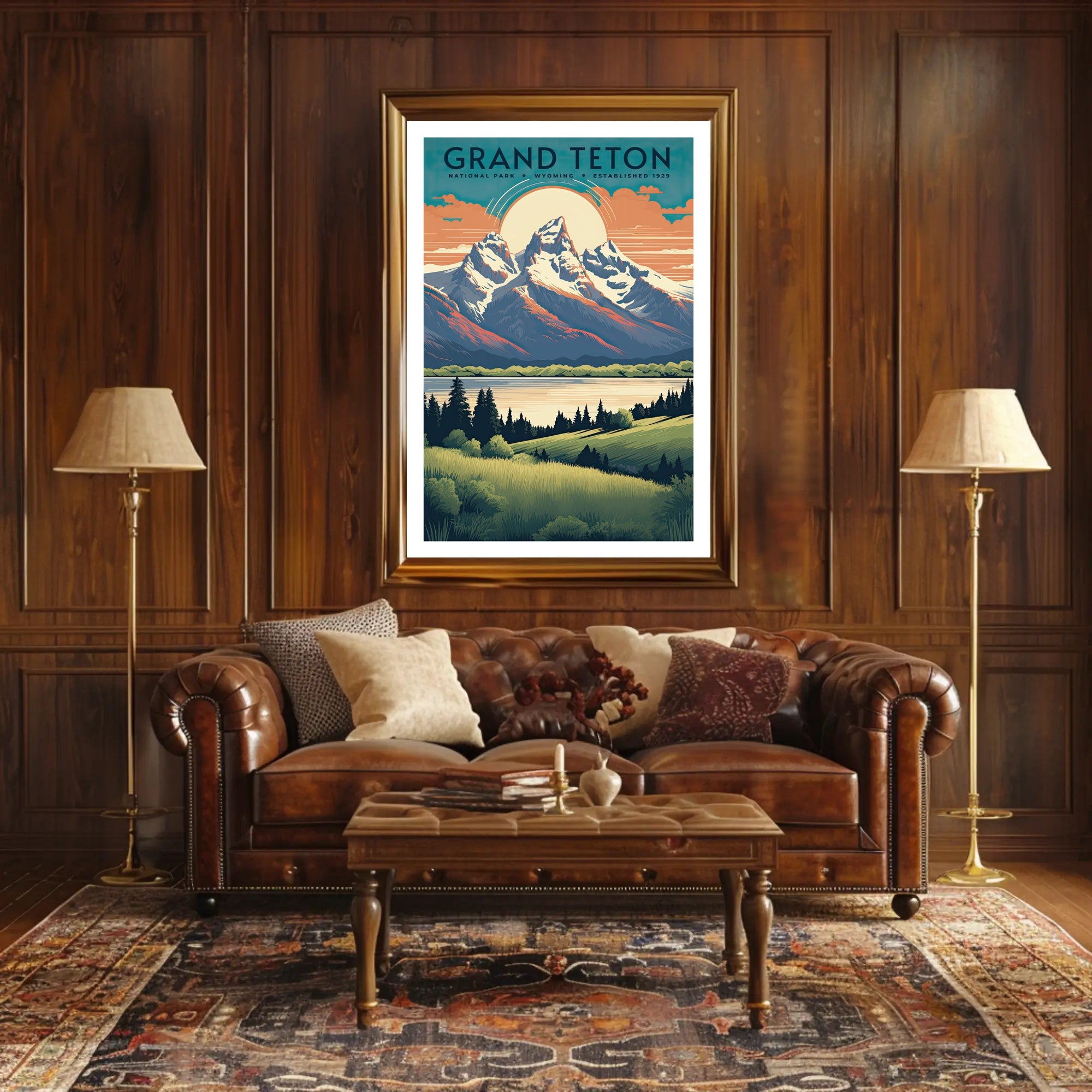 Grand Teton Vintage Travel Poster Print Wall Art