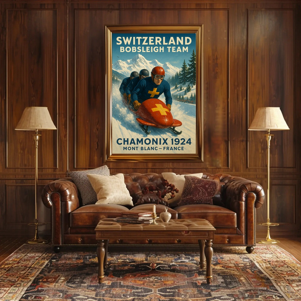 Switzerland Bobsleigh Team Chamonix 1924 Poster