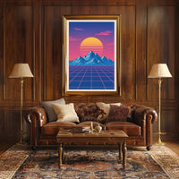 Retro-Futuristic Sunset Art Print: Futuristic Sci-Fi Poster
