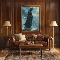 Lone Warrior on Snowy Mountain: Fantasy or Mythology Poster PosterGoat