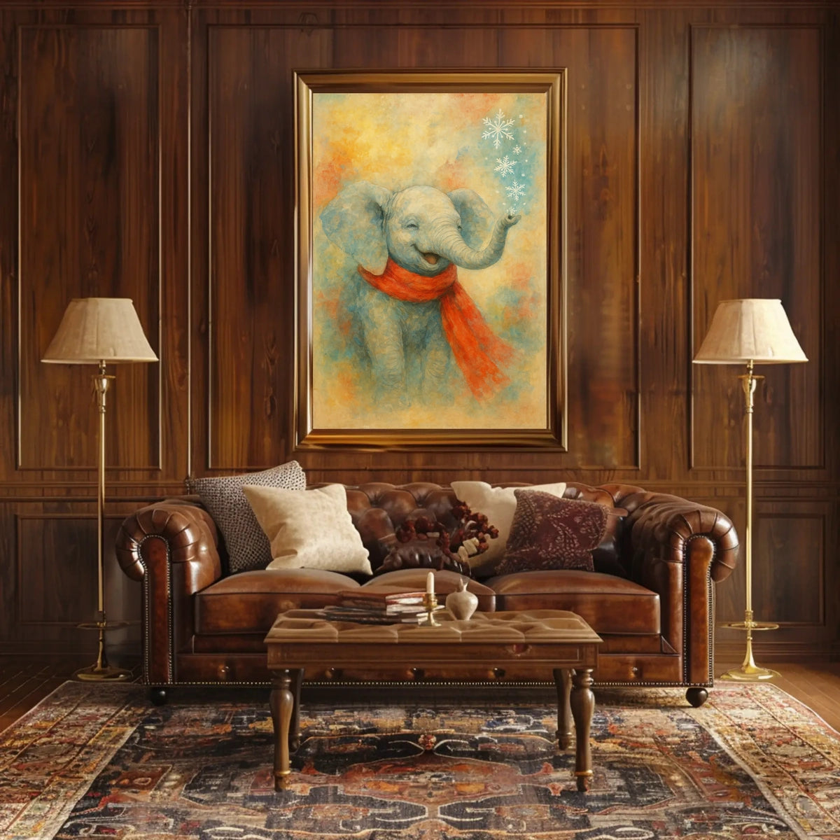 Winter Elephant Delight Poster