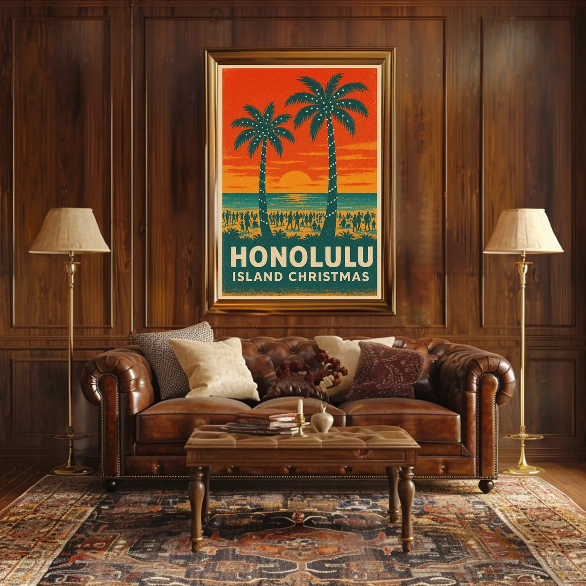Honolulu Island Christmas Poster