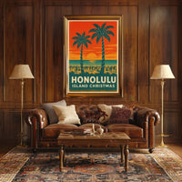 Honolulu Island Christmas Poster