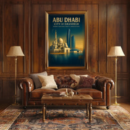 Abu Dhabi's Iconic Landmarks in Urban Cityscape Poster