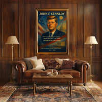 JFK Inspirational Quote Patriotic Vintage Art Poster