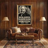 Benjamin Harrison 23rd President of the United States B & W Comic Sketch Poster