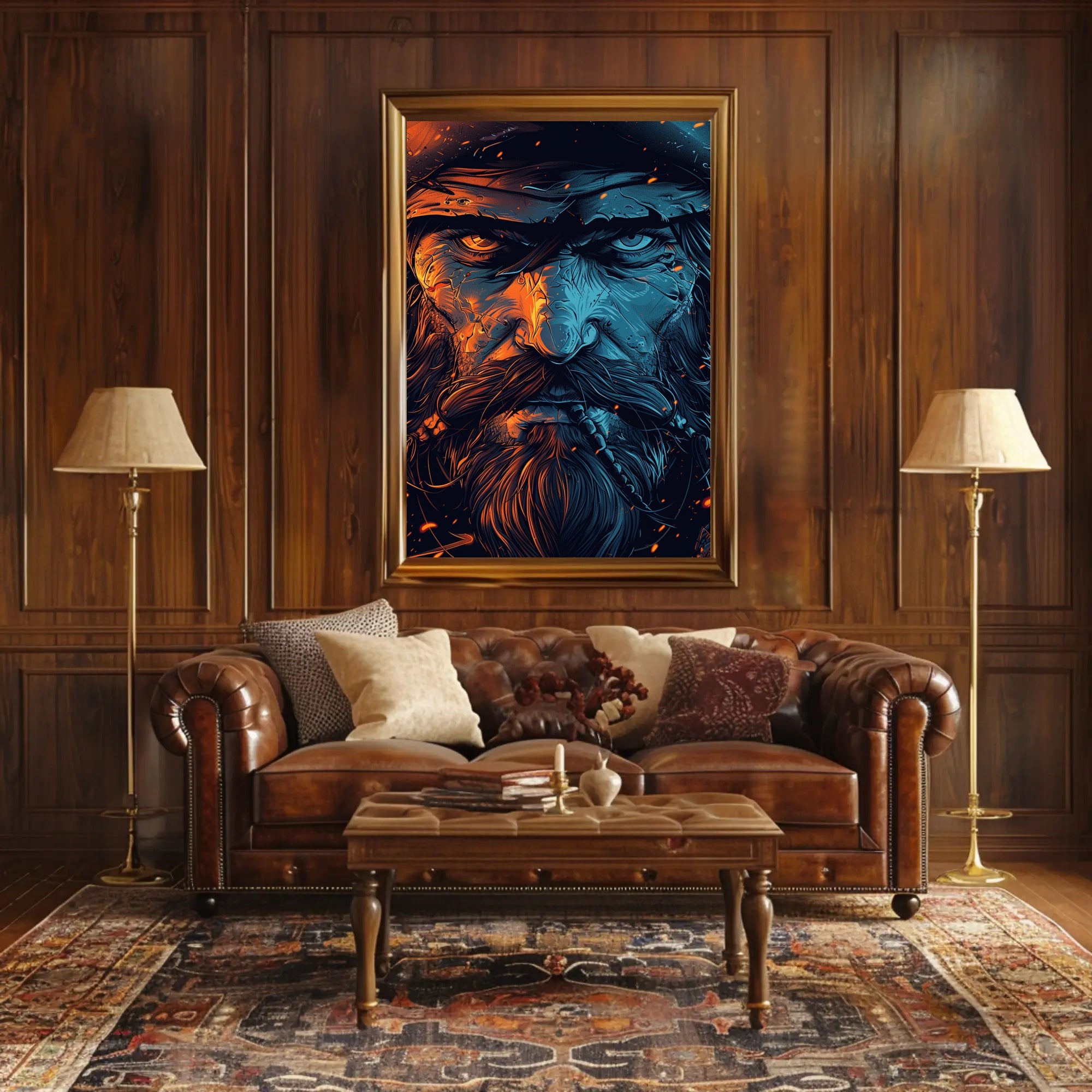 Rugged Duality: Fiery Orange and Cool Blue Poster PosterGoat