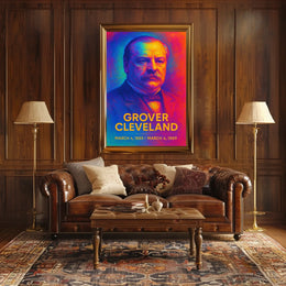 Grover Cleveland 22nd President of the United States Neon Gradient Overlay Poster