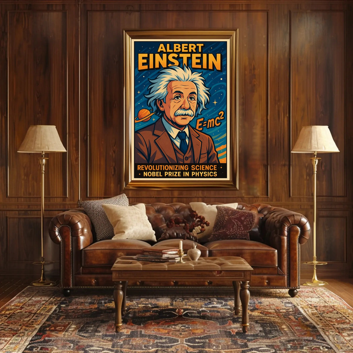 Einstein Revolutionary Science Vintage Scenic Wall Art Poster Inspiring Curiosity Science Lovers Poster