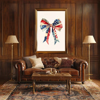 Large Coquette Bow American Flag Watercolor Art Poster