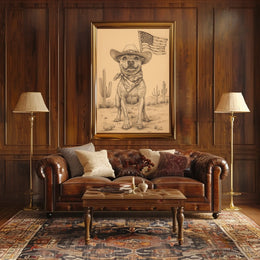 sketch style drawing of a cowboy dog Poster