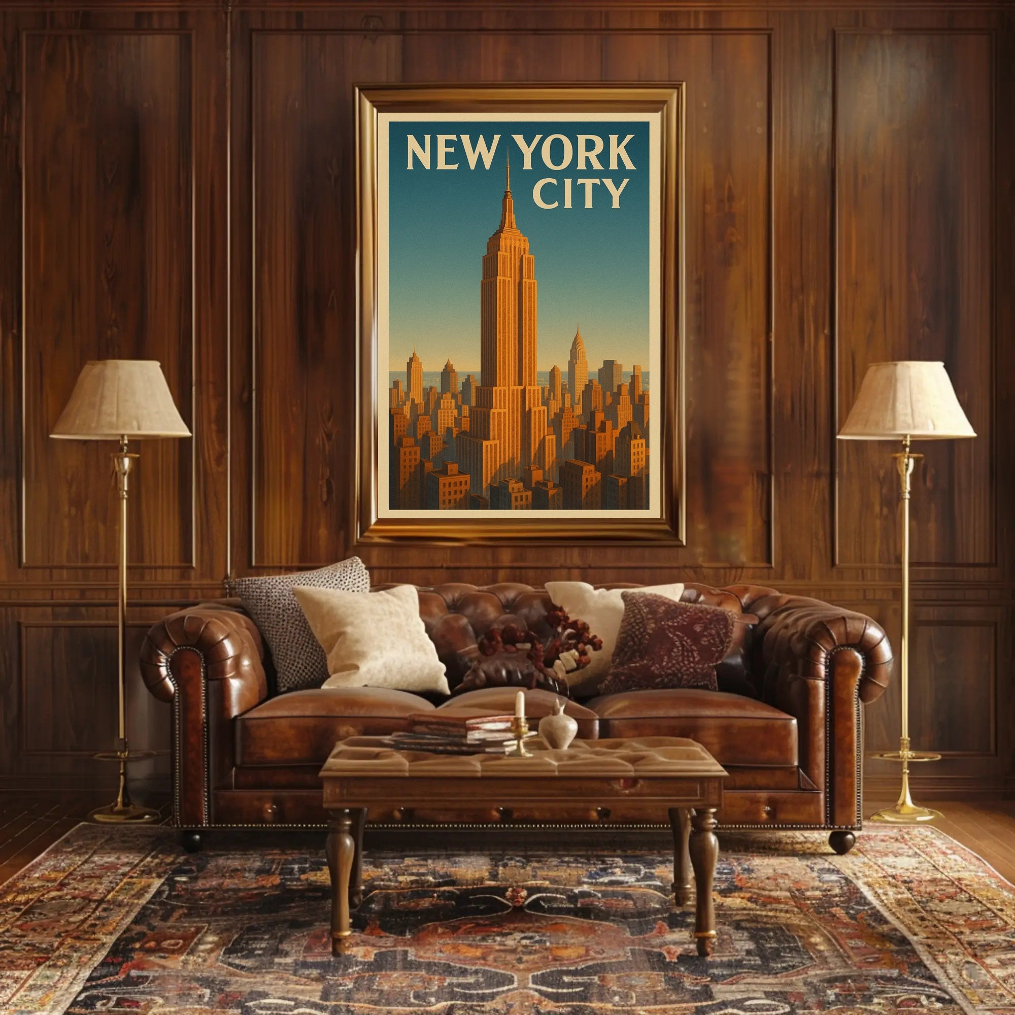 Empire State Building New York Poster Vintage Wall Art