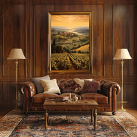 Tuscany Sunset Landscape Photorealistic Travel Poster