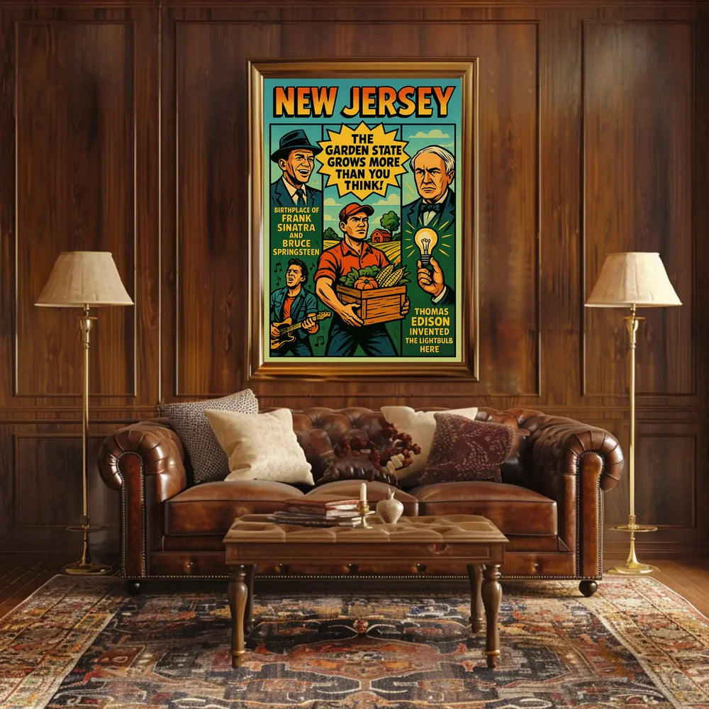New Jersey Heritage Vintage Americana Cultural or Heritage Poster PosterGoat
