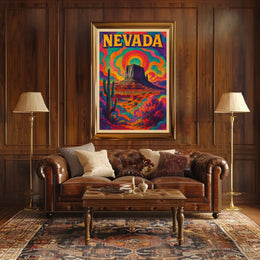 Nevada Psychedelic Desert Landscape Poster