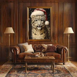 Festive Snow Leopard Poster