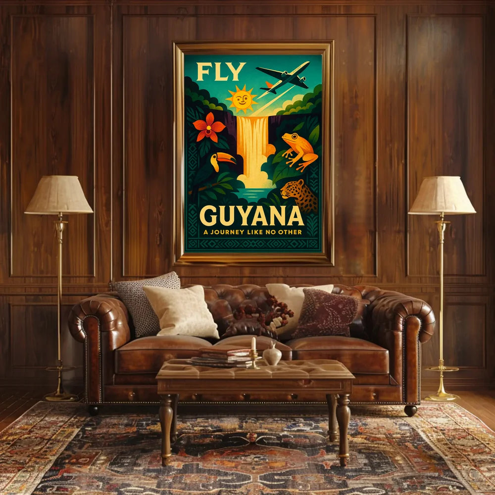 Vibrant Guyana Vintage Travel Adventure Poster PosterGoat