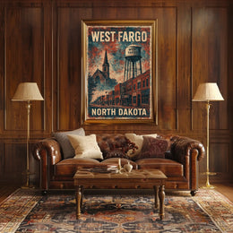 West Fargo Nostalgic Americana Travel Poster