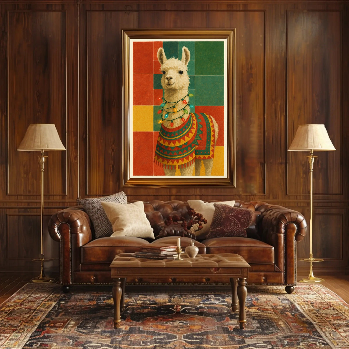 Festive Llama Portrait Poster