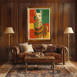 Festive Llama Portrait Poster